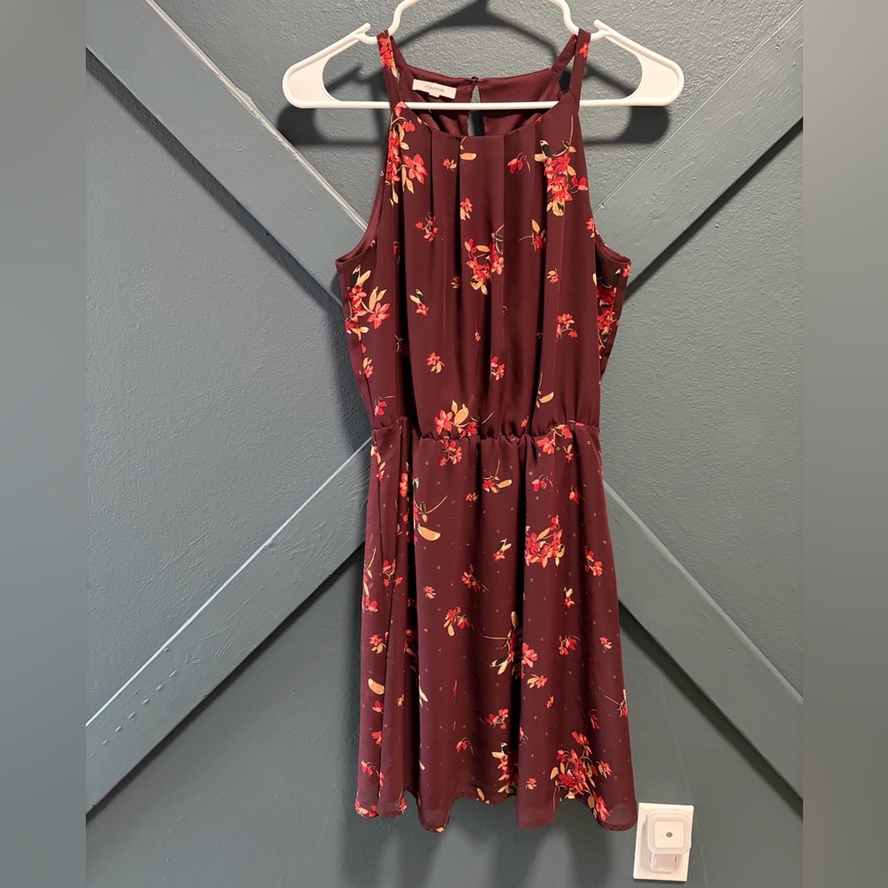 Maurices Burgundy Floral Midi Dress